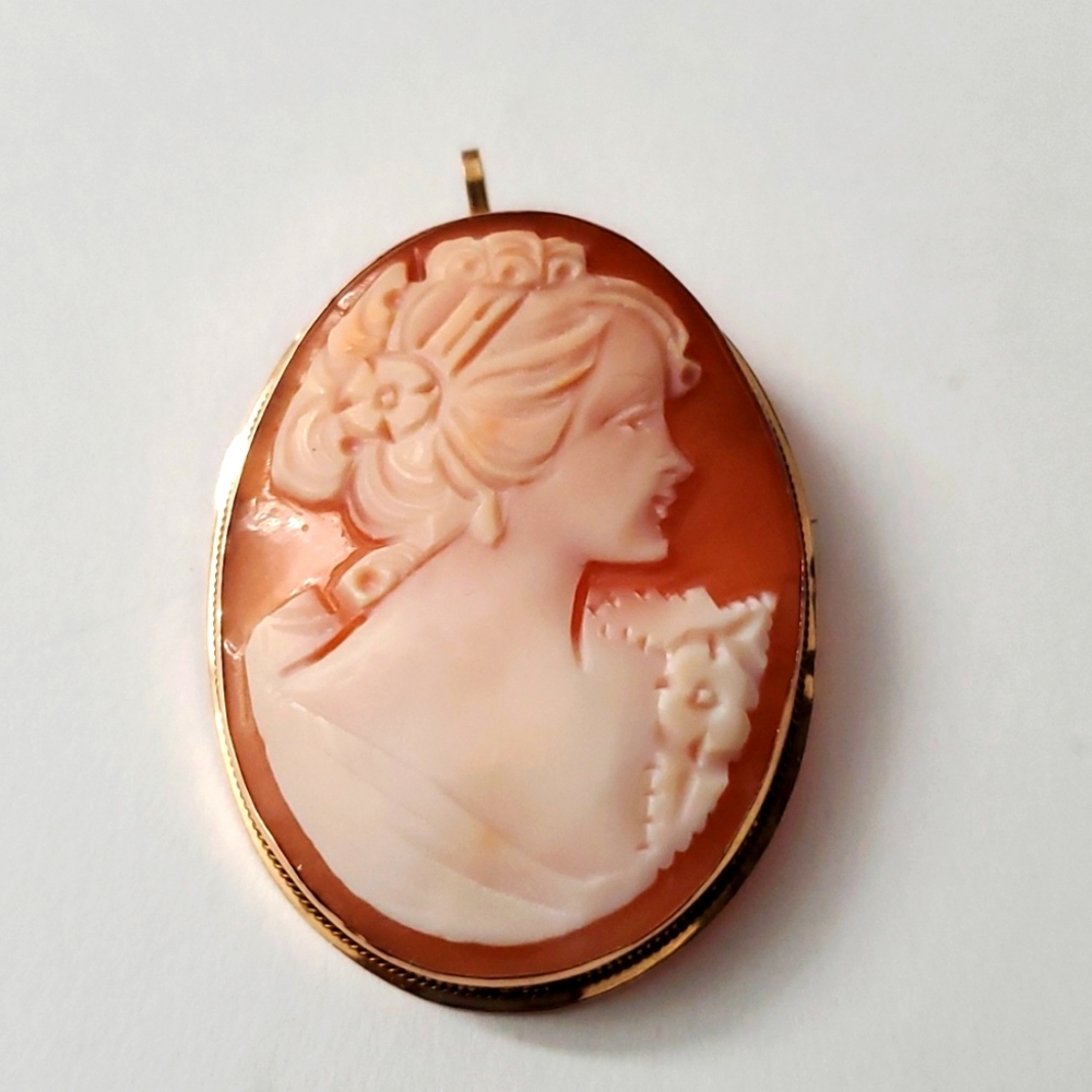 ‘Eternal Grace’ Convertible / 14K Gold Cameo Pendant Converts Brooch / Pin